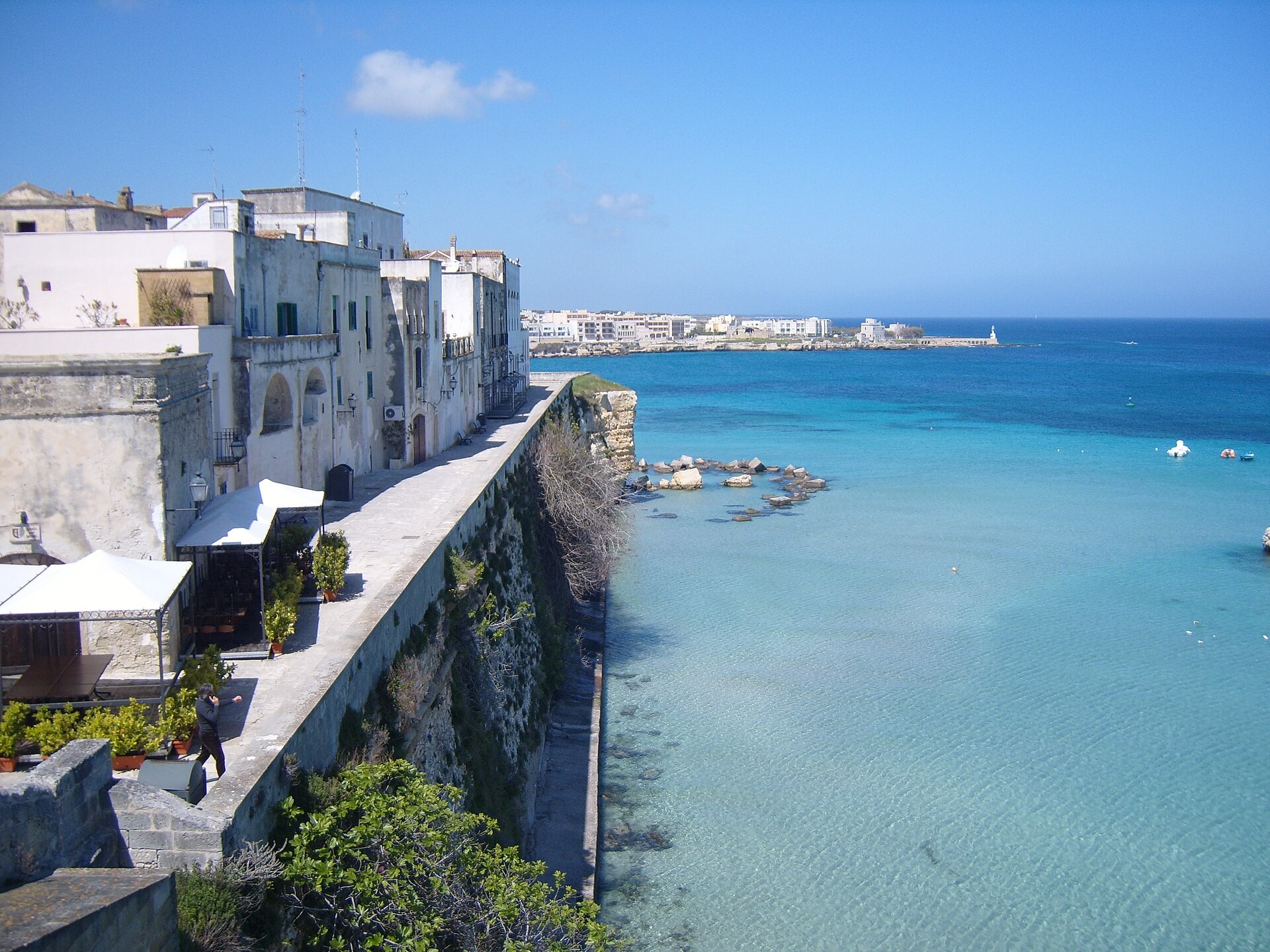 White houses of Polignano a Mare above the Adriatic Sea in Puglia